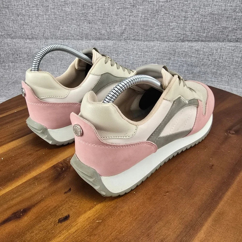 Steve Madden Kinkade Pink Beige Gray Athletic Sneakers Shoes Women's Size 9‎